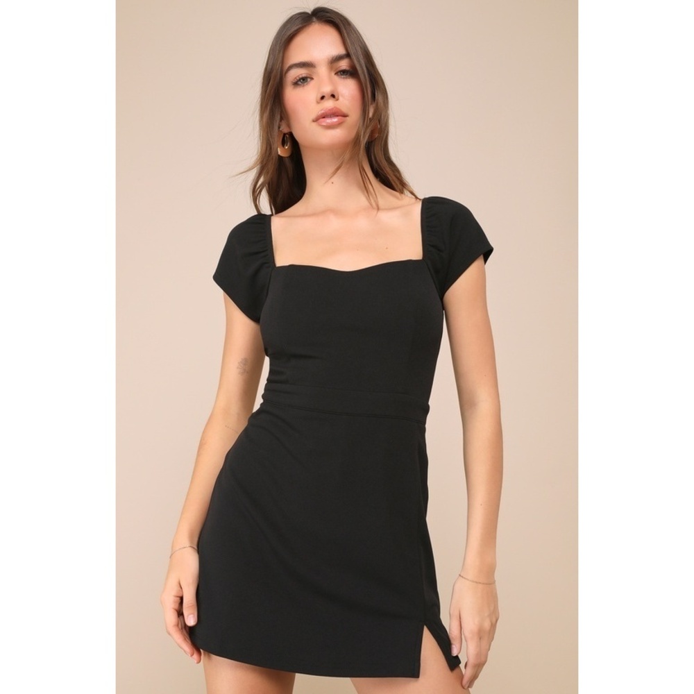 Lulus Remarkably Perfect Black Short Sleeve Skort Romper - Size M